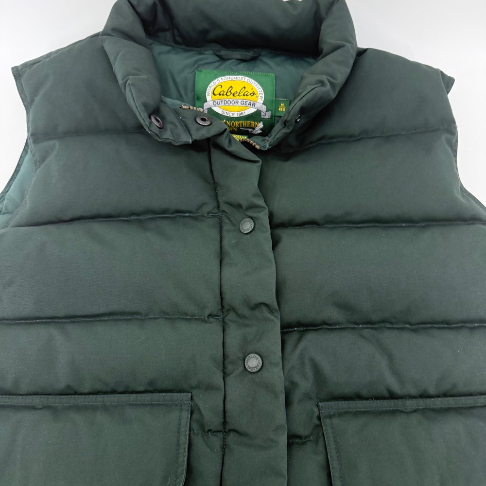 Cabelas Mens Green Premier Northern Goose Down Puffer Vest Medium 910891